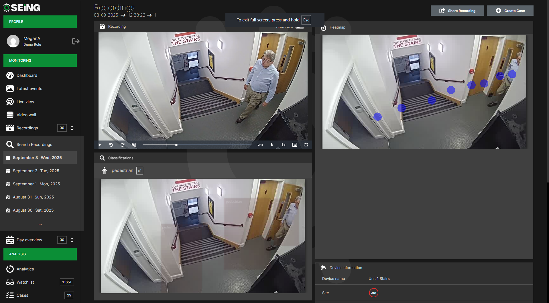 SEiNG records faces and could be configured for facial recognition