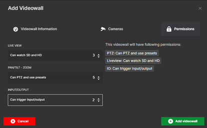 Add Videowall permissions configuration