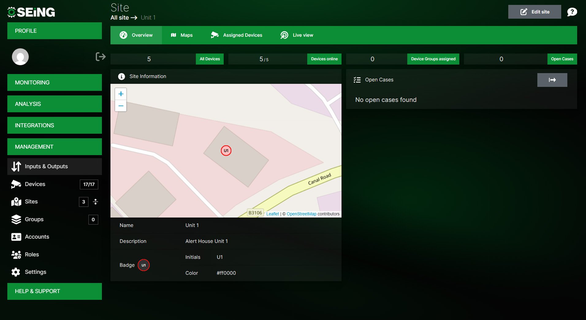 Dashboard - Site Overview