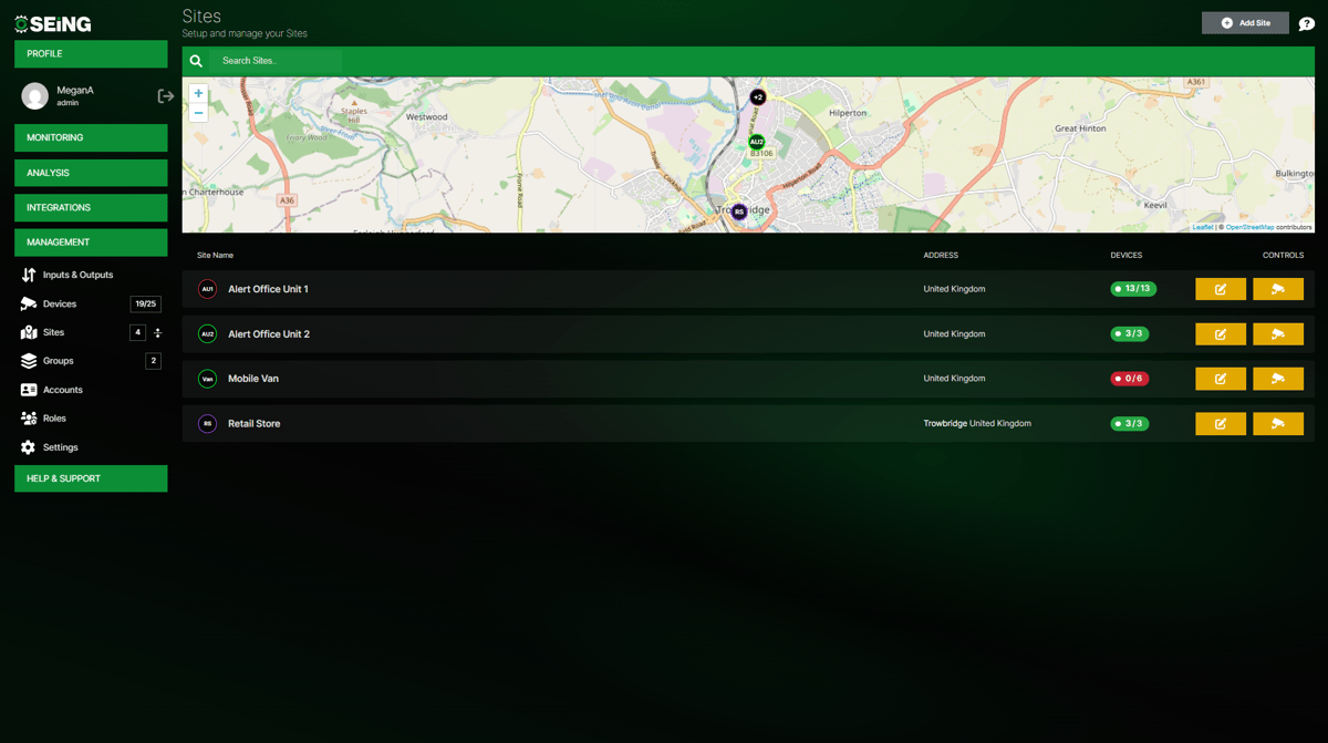Managing Sites in SEiNG
