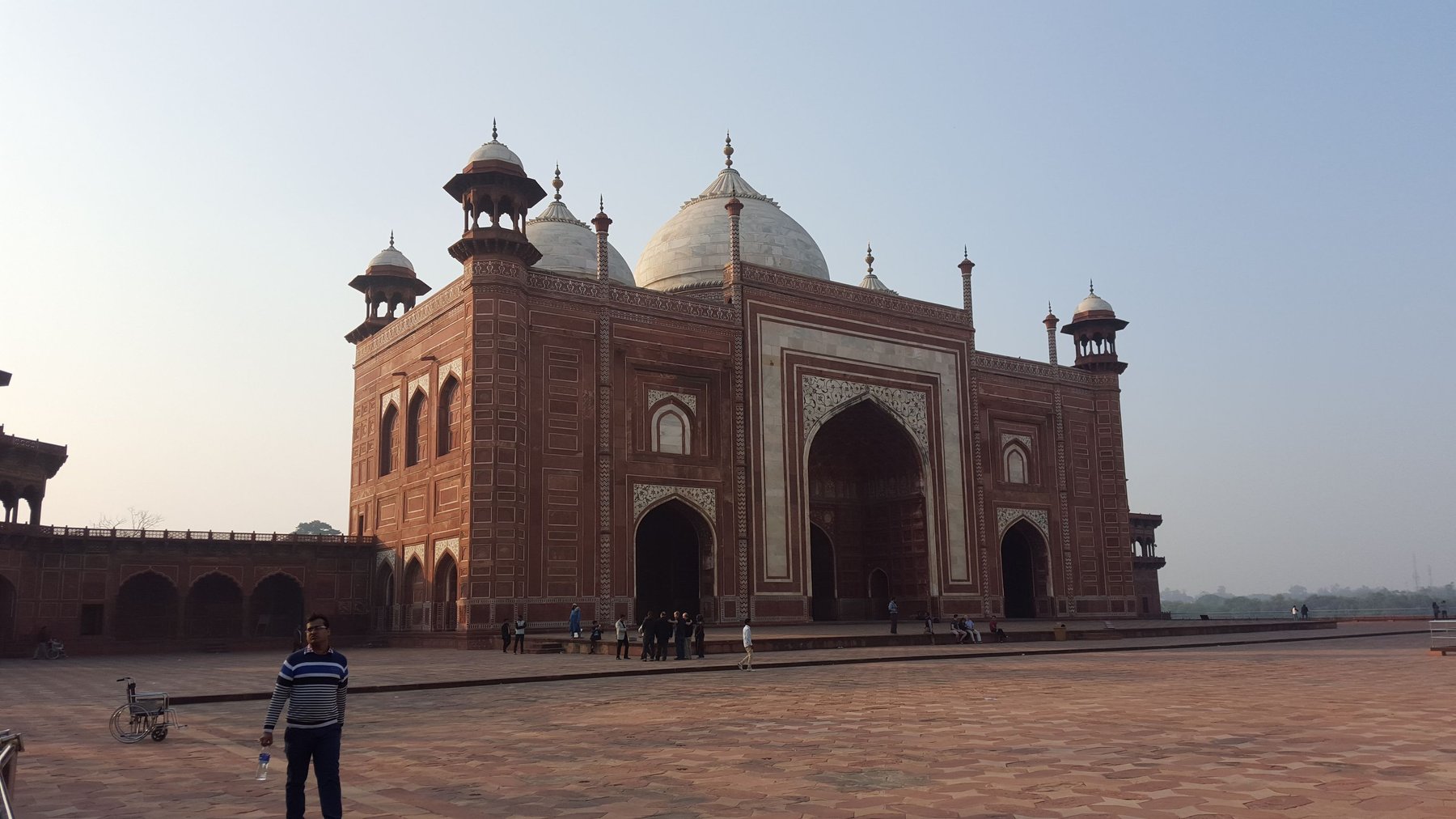 A grand building that acts as a gate.