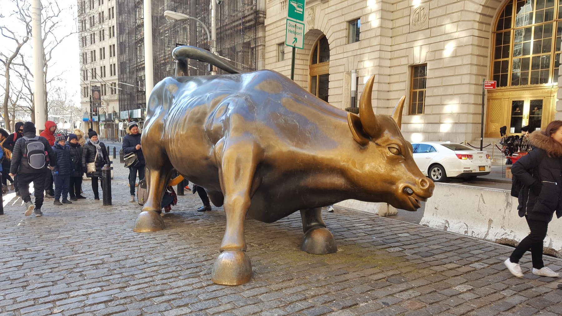 The bronze Charging Bull statue on Wall Street.