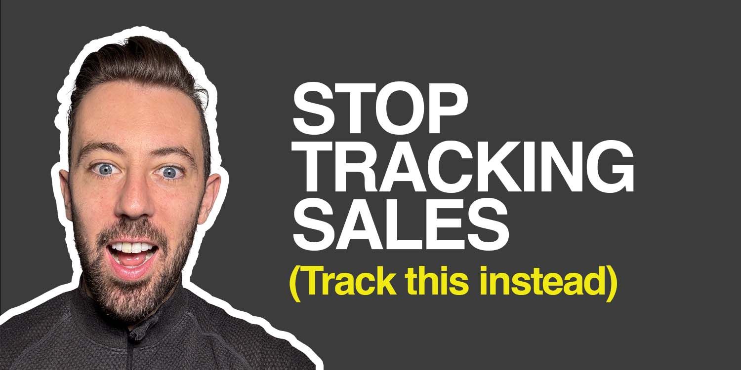 Joshua Thompson beside “Stop tracking sales — track this instead”