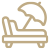 Icon of a beach lounge chair with an umbrella symbolising all-inclusive holidays.