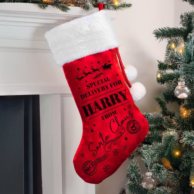 Personalised Special Delivery Red Stocking