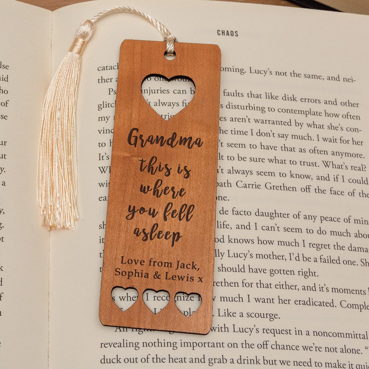 Personalised Where You Fell Asleep Wooden Bookmark