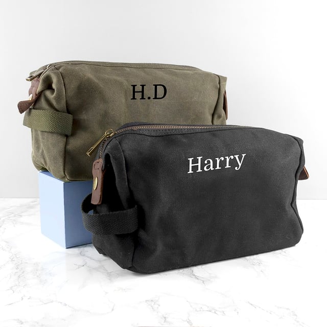 Personalised Mens Vintage Wash Bag