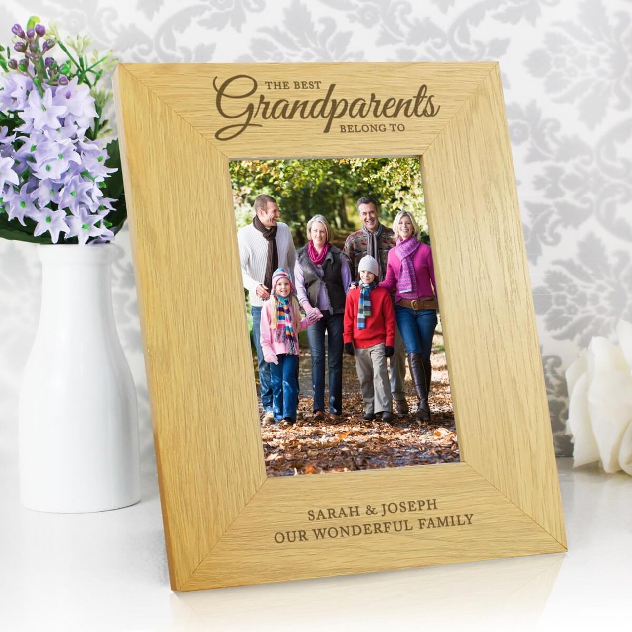 Personalised ""The Best Grandparents"" 6x4 Oak Finish Photo Frame