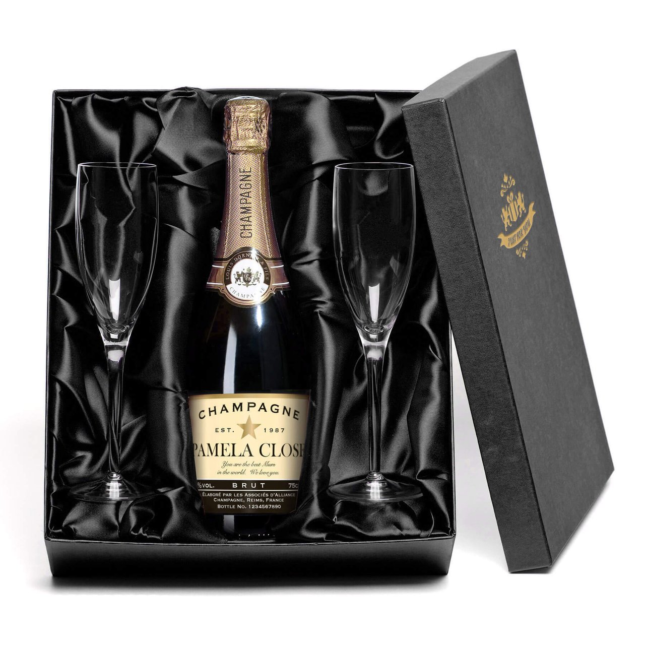 Personalised Authentic Star Champagne with set of Glass Flutes