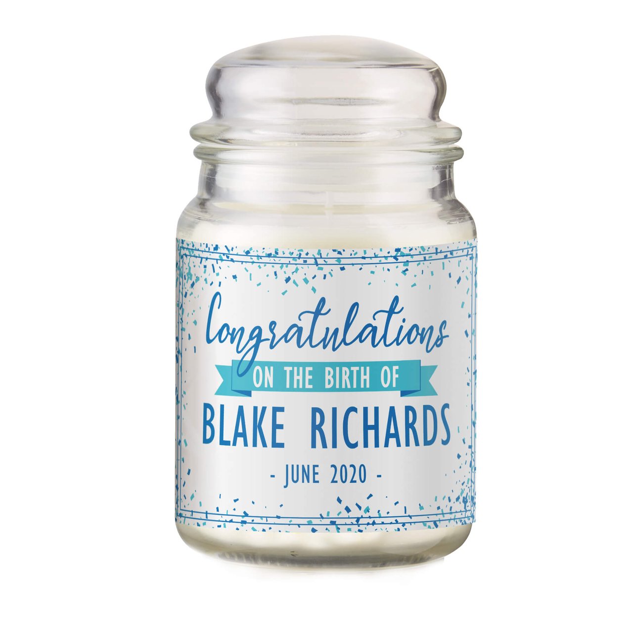 Personalised Congratulations on the Birth Candle Jar