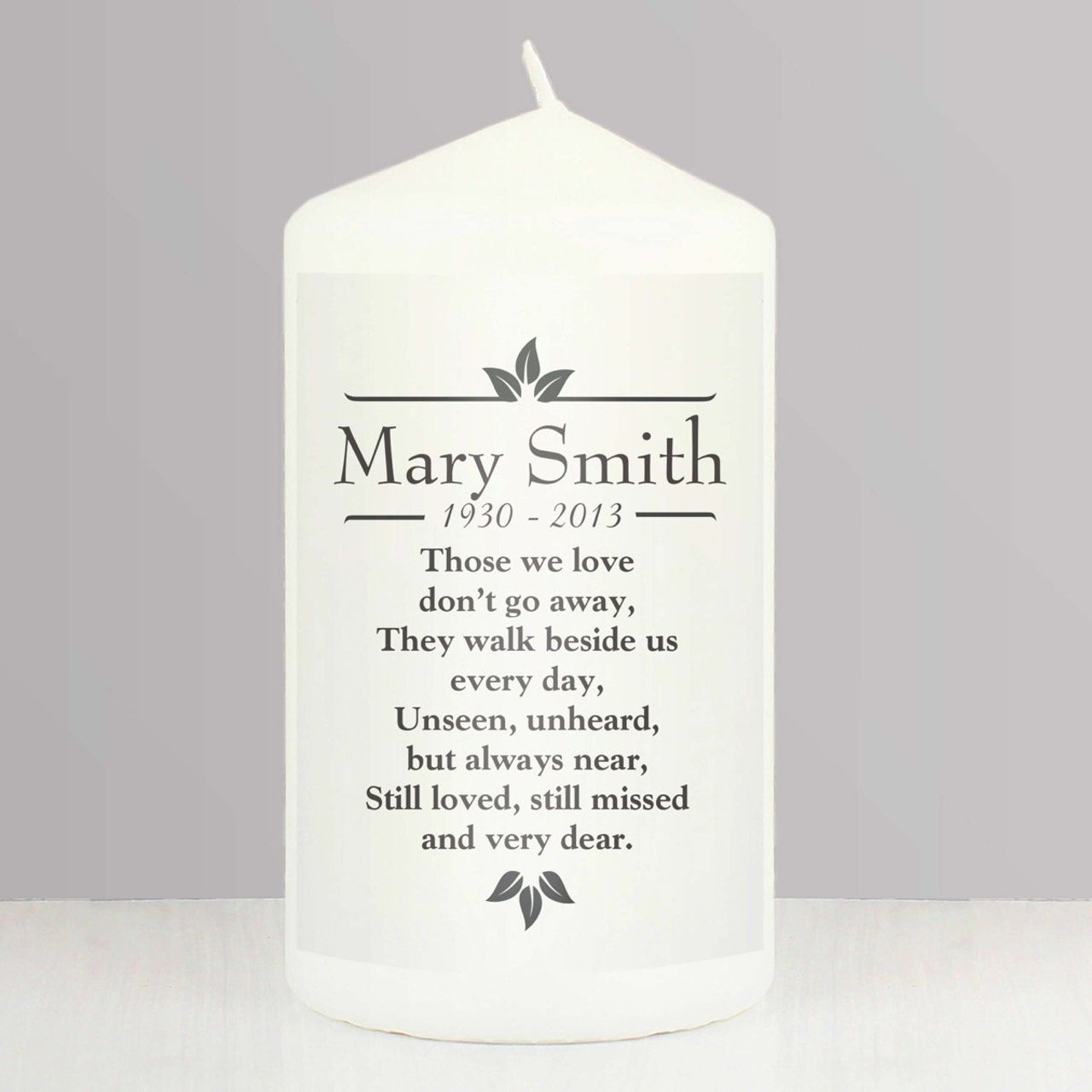 Personalised Sentiments 'Those We Love' Pillar Candle