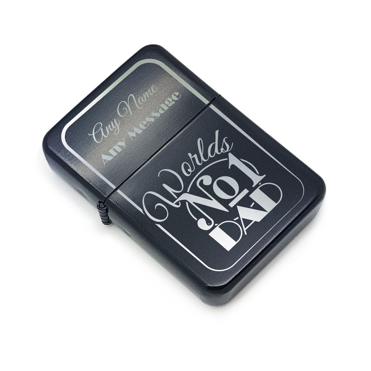 Personalised Engraved Black Fathers Day Lighter with Worlds No1 Dad design