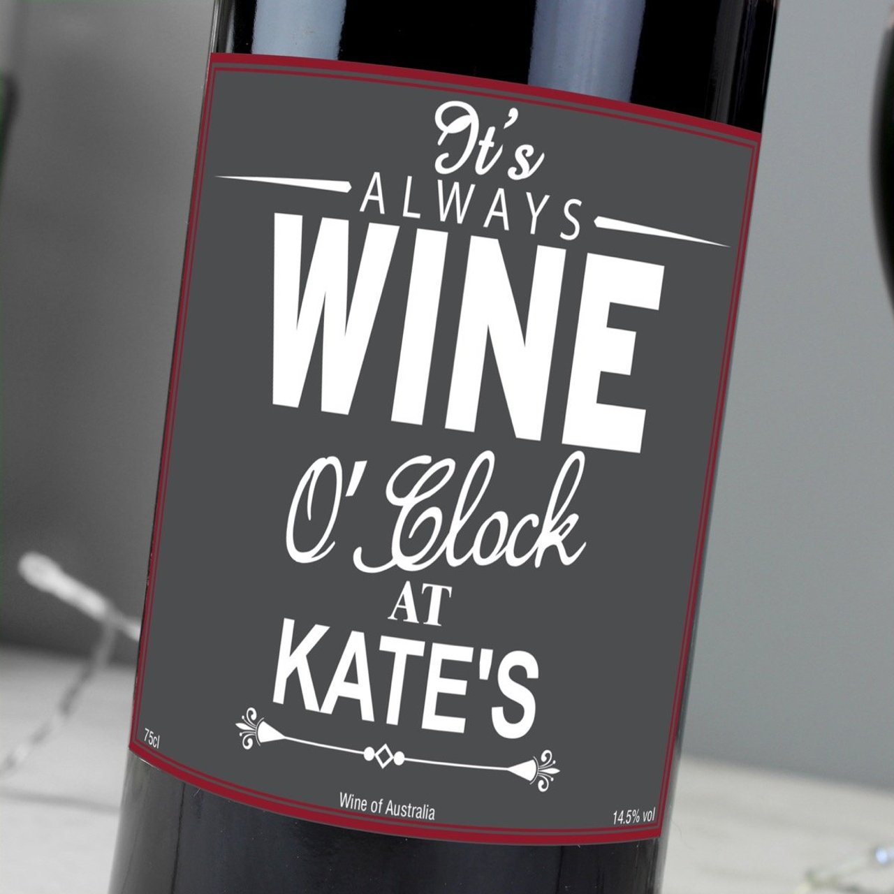 Personalised Wine O'clock Red Wine