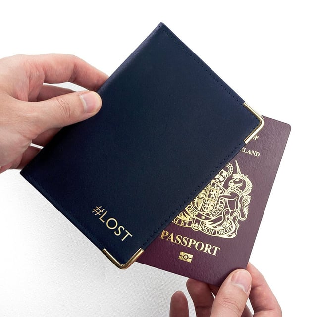 Personalised Luxury Leather Passport Holder - Black