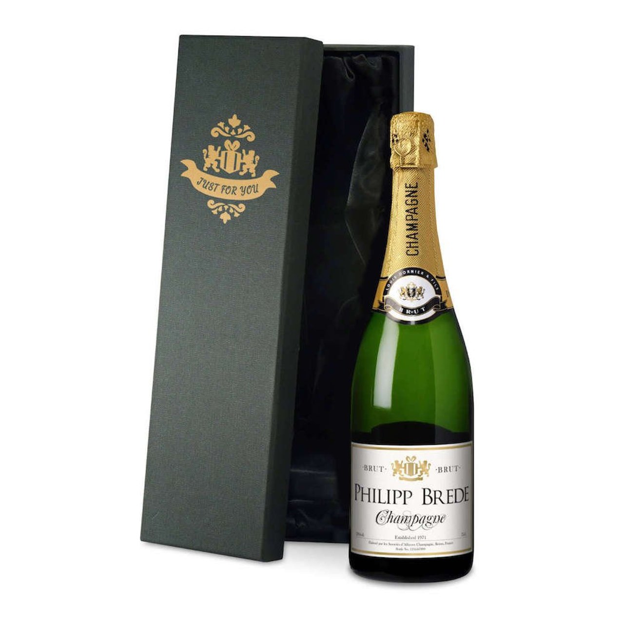 Personalised Champagne - Classic Label in a silk lined Gift Box