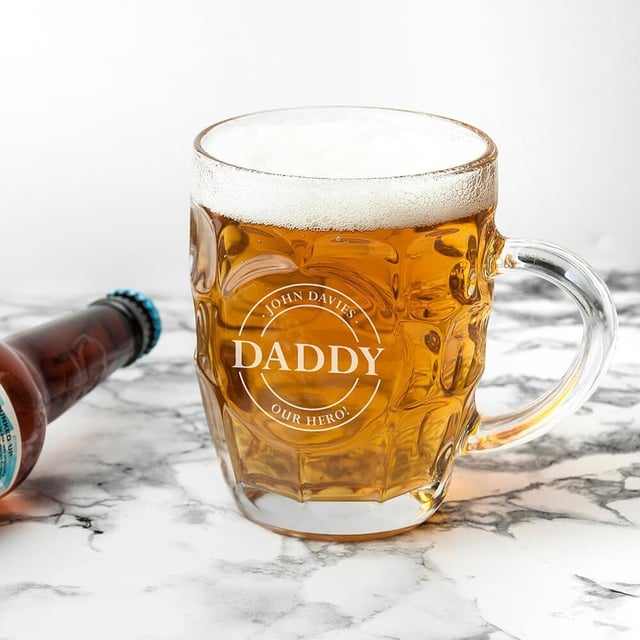 Personalised Beer Glass (Dimple) - Your Message