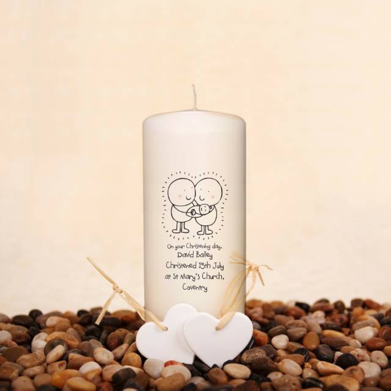 Personalised Chilli & Bubble's Christening Candle