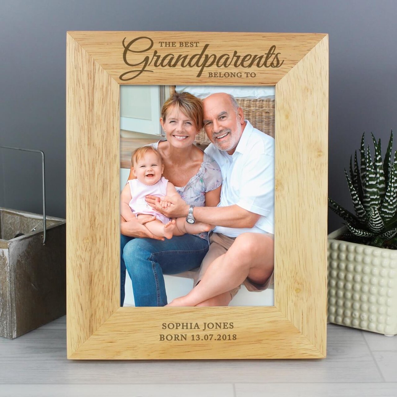 Personalised 'The Best Grandparents' 7x5 Wooden Photo Frame