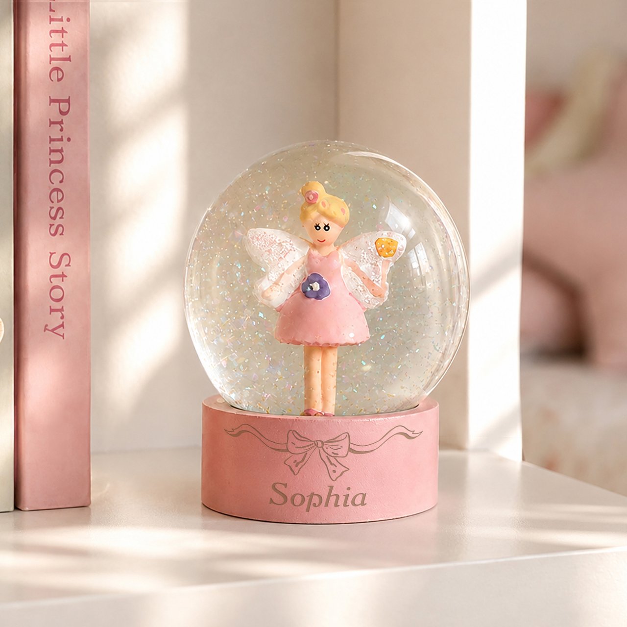 Personalised Bow Fairy Snow Globe