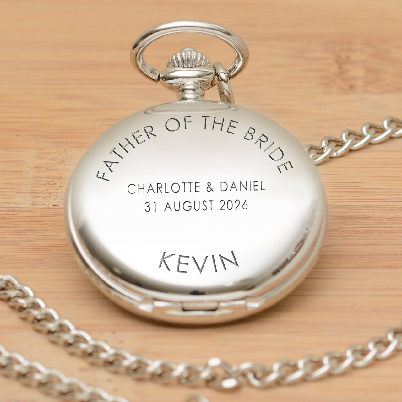 Personalised Wedding Party Names and Date Pocket Watch