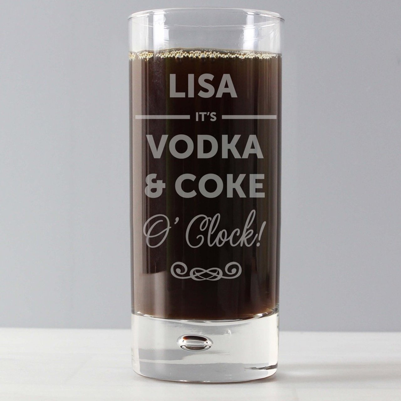 Personalised Its...O'Clock Hi Ball Bubble Glass