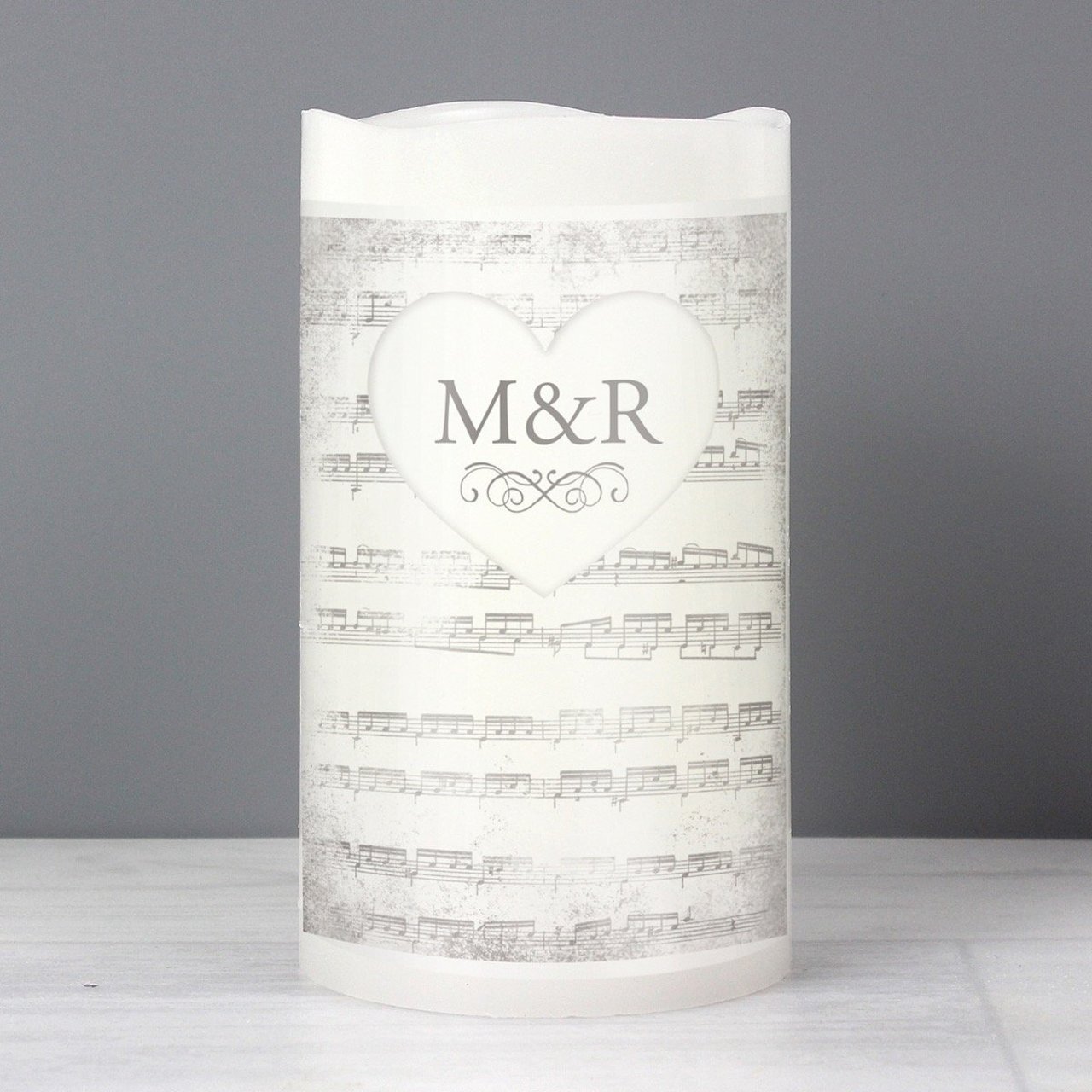 Personalised Vintage Music Manuscript LED Candle