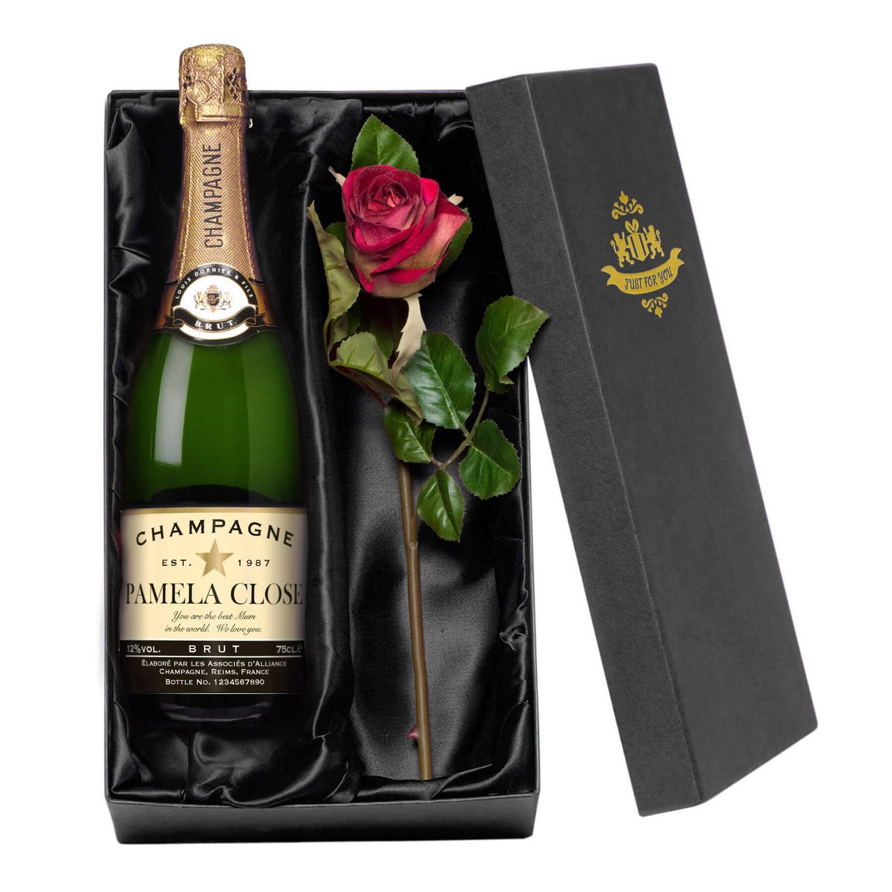 Personalised Champagne with Authentic Star occasions Label - Rose Giftpack