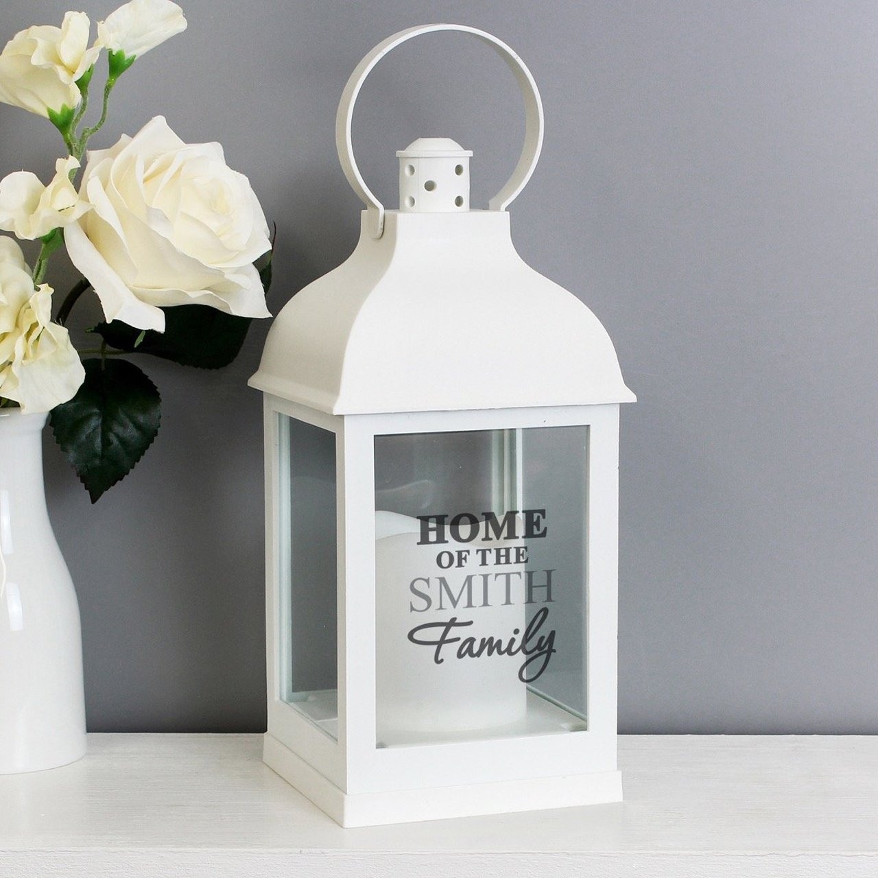 Personalised The Family White Lantern