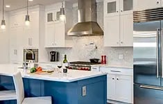 Kitchen & Bathroom: Cabinets, flooring, countertop, sink
