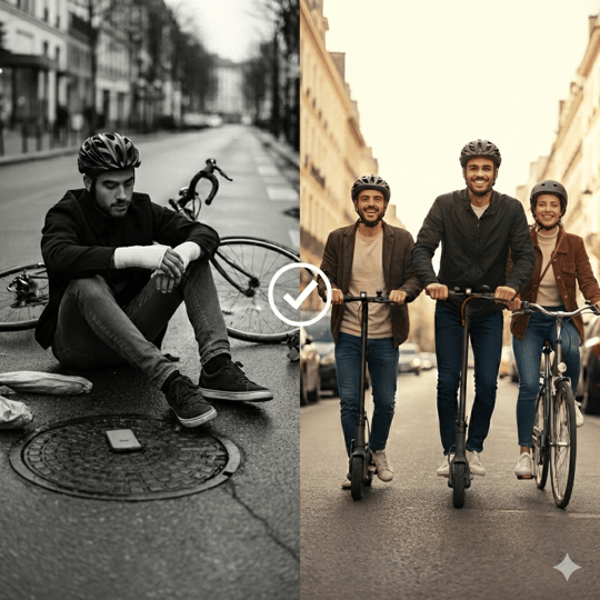 Accident de vélo ou trottinette sans tiers : qui paie vos soins ?