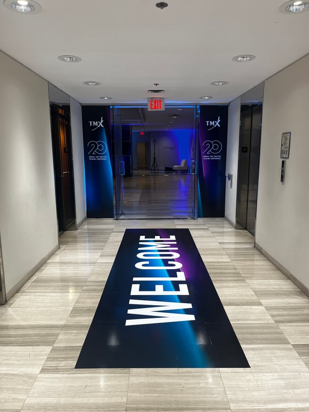 Floor and window signage graphics installation for an event in downtown Toronto