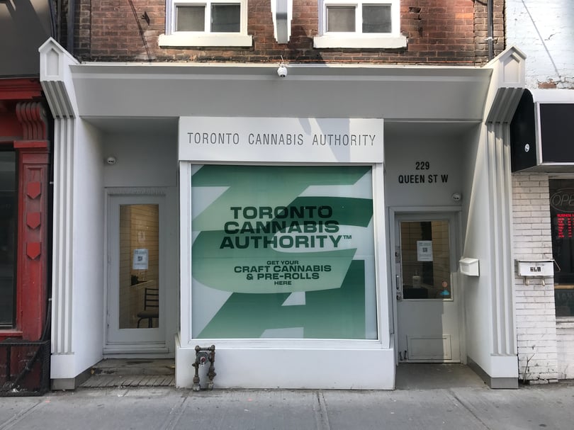 Cannabis storefront privacy and marketting window graphics installation in Toronto