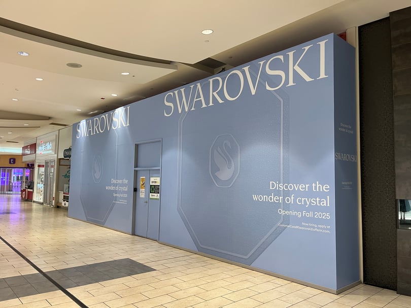 Barricade graphics installation for retail construction zone in the GTA