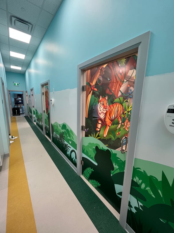 Architectural wall graphics applied to a commercial interior in Toronto