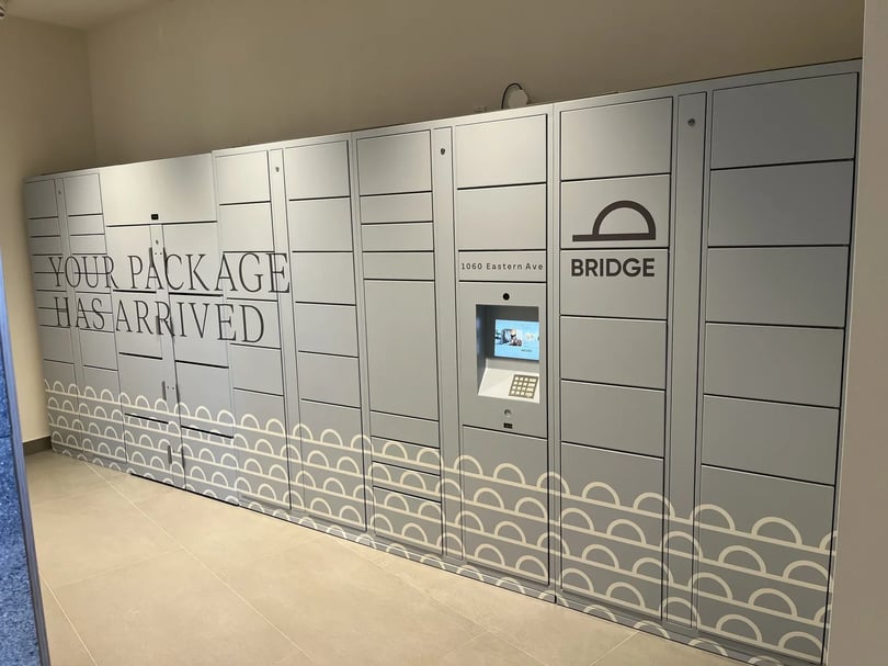 Branded parcel locker graphics installed in Toronto