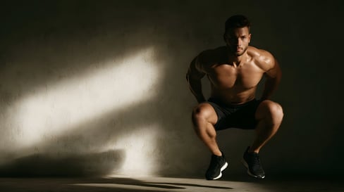 Athletischer Mann beim intensiven Fitness Workout in Studio
