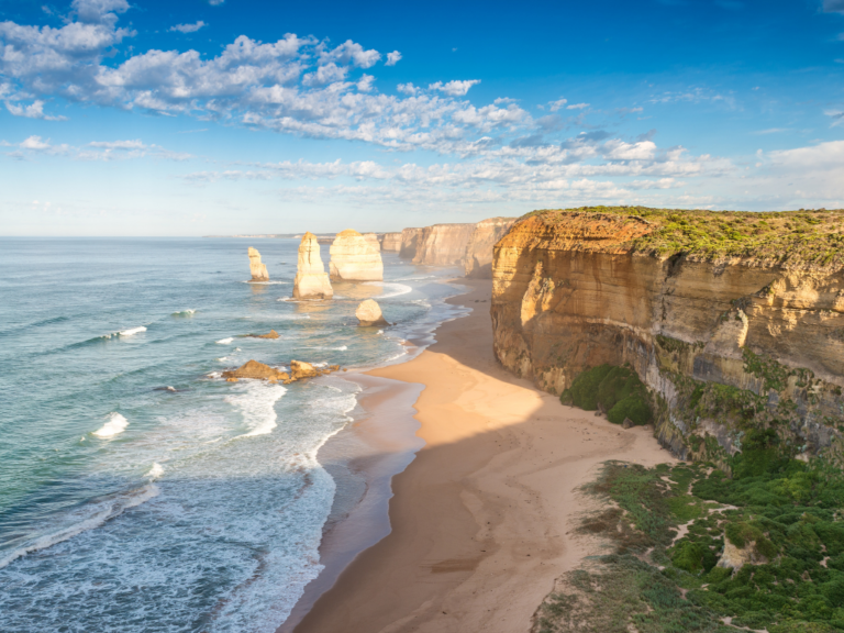 Beach, cliffs and the rock formations of the Twelve Apostles