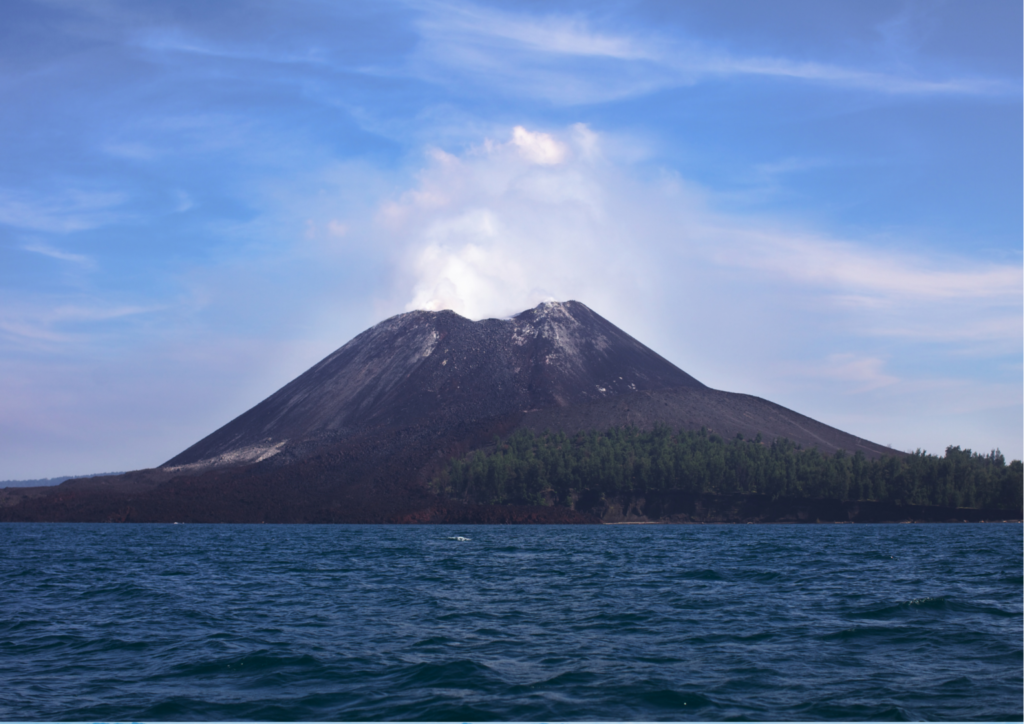 Majestic view of Mount Krakatoa vulcano