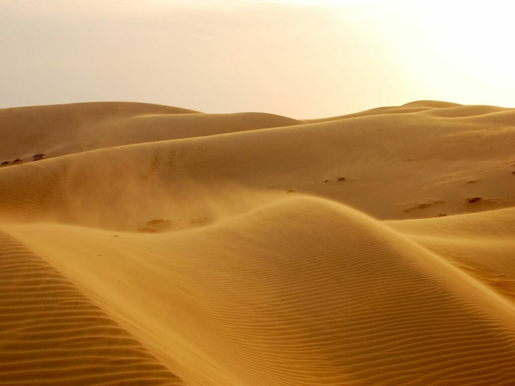 Orange sand dunes at the Mui Ne Sand Dunes in Vietnam