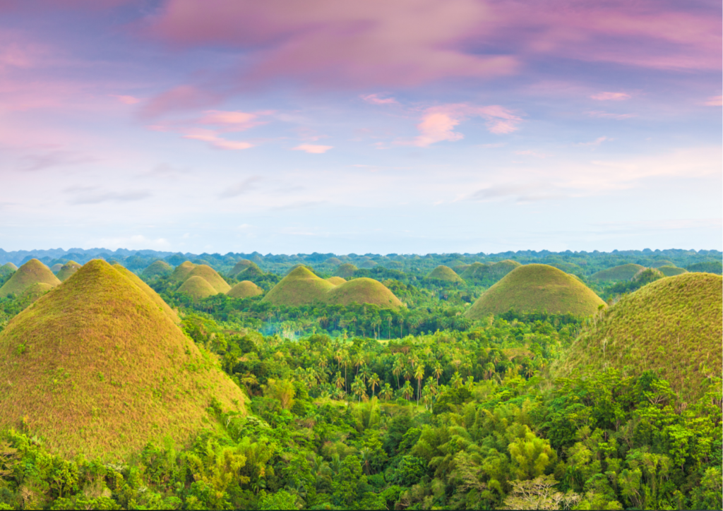 View of the mountain peaks located in Chocolate Hills, Bohol