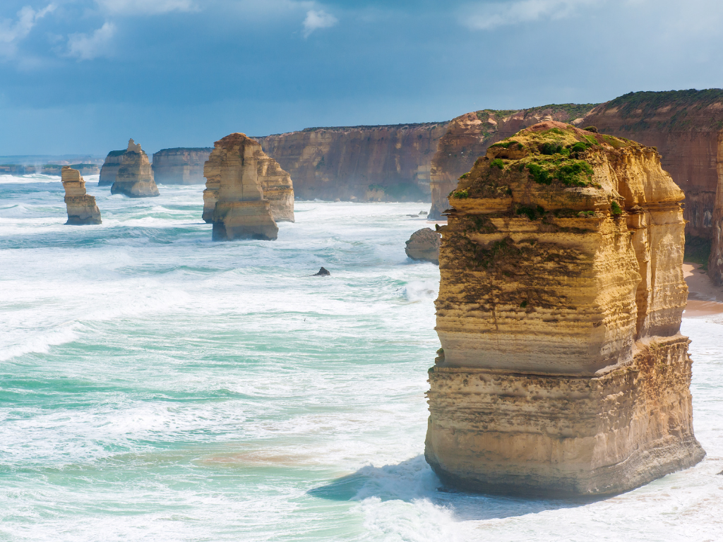 Rock formations out in the ocean as a part of Twelve Apostles
