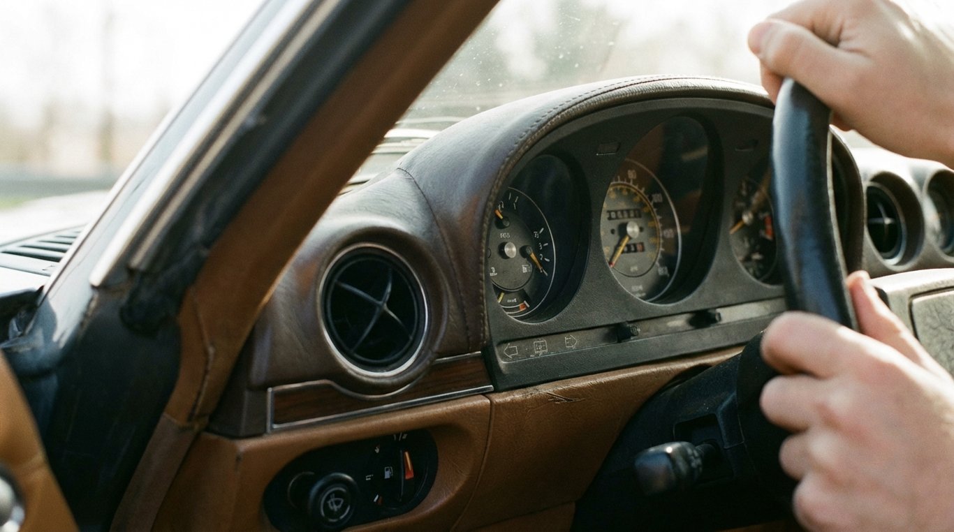 Close crop showing dashboard vents and a small cabin sensor near the windscreen
