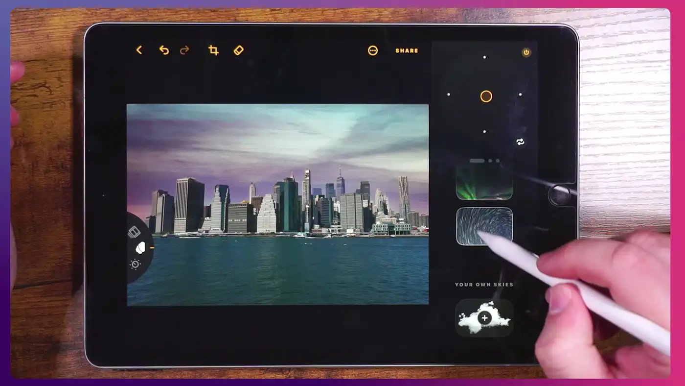 A screenshot from the Luminar Neo App for iPad.