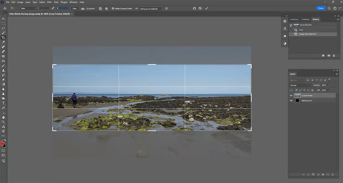 Cropping tool in Photoshop