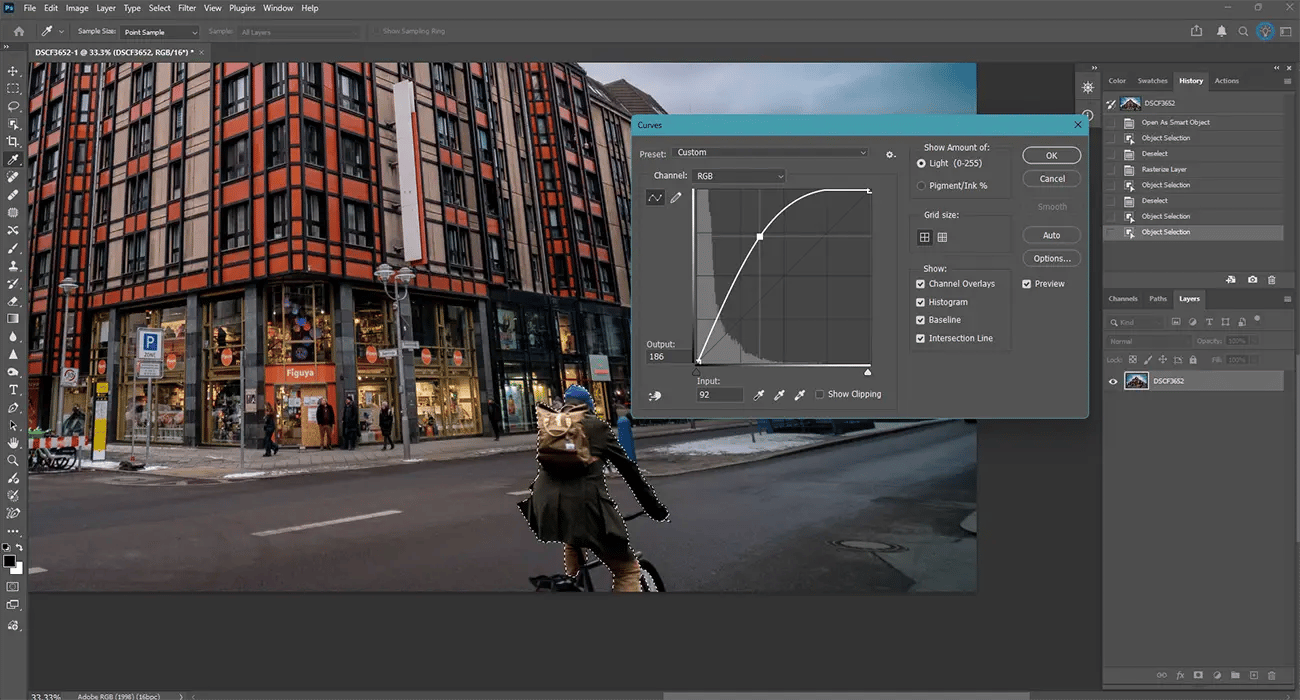 Object Selection Cyclist Adjustment