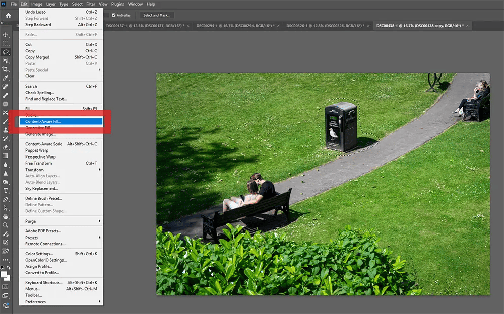 Content Aware Edit Photoshop Menu