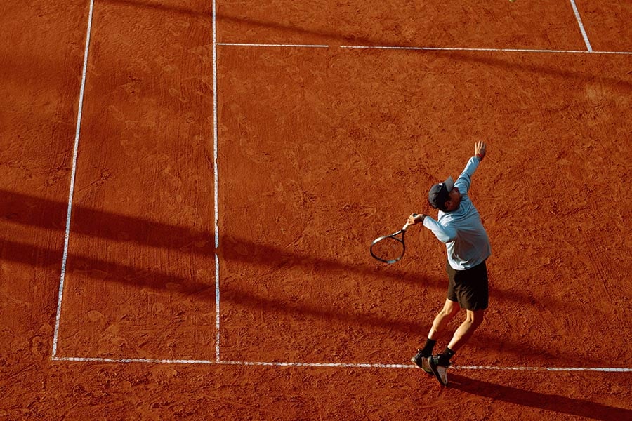 tennis player serving