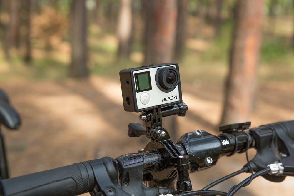 Go Pro HERO 4 camera fixed on the bike.