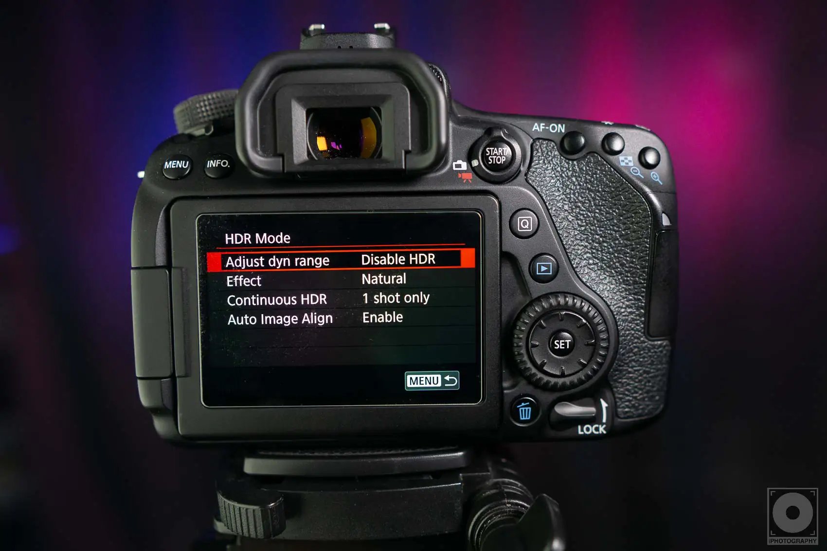 Canon 80D HDR Mode Menu 1