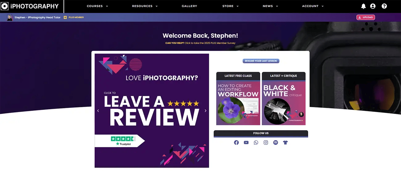 iPhotography Dashboard